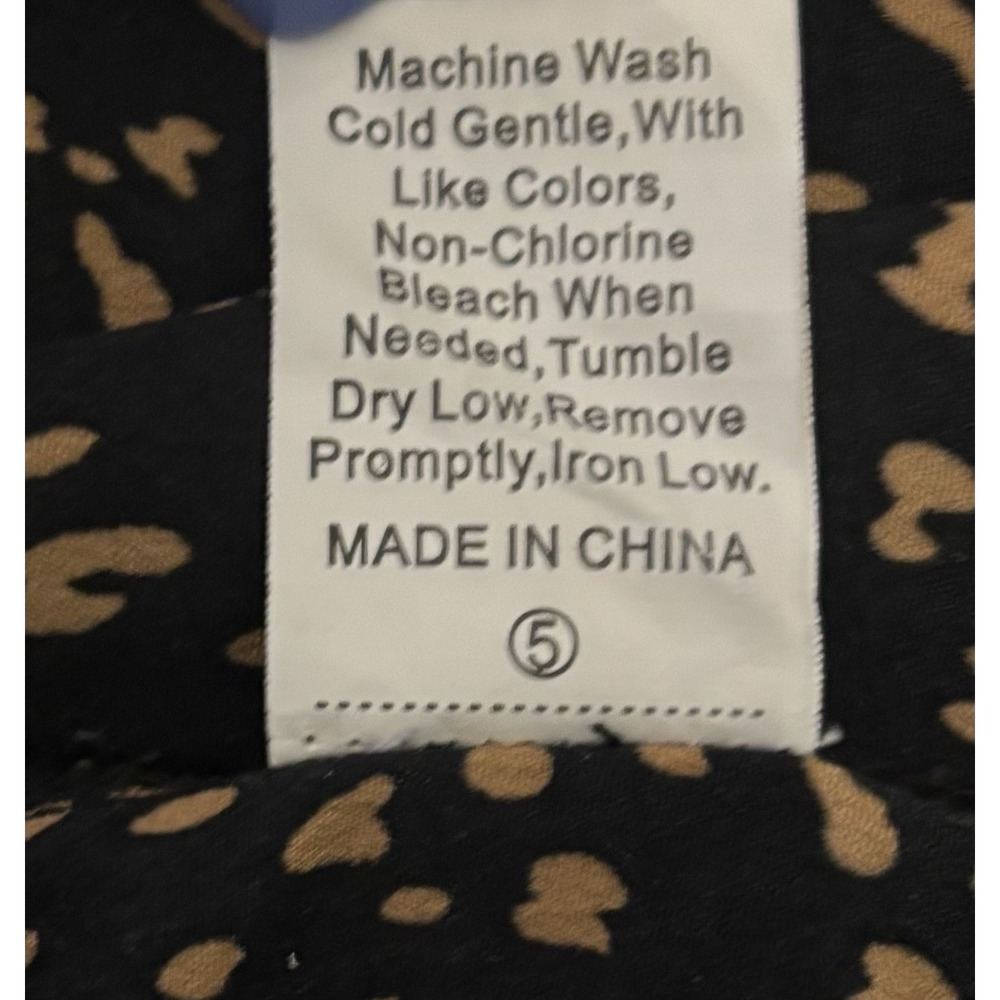 Shein Dress Women's M Black and Tan Leopard Print Patterns V-Neck Short Sleeve - Picture 10 of 16